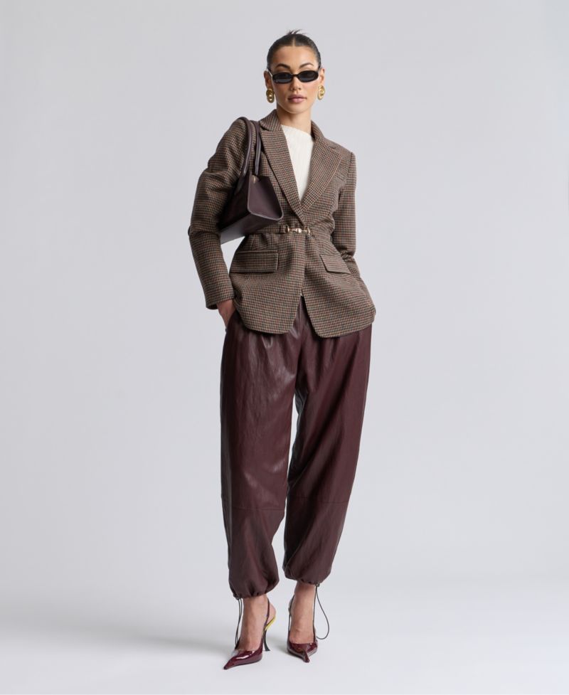 Women's Notch Lapel Collar Belted Blazer