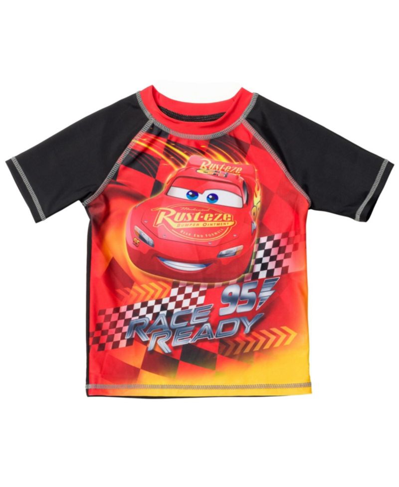 Boys Disney Pixar Lightning McQueen Rash Guard and Swim Trunks Outfit Set
