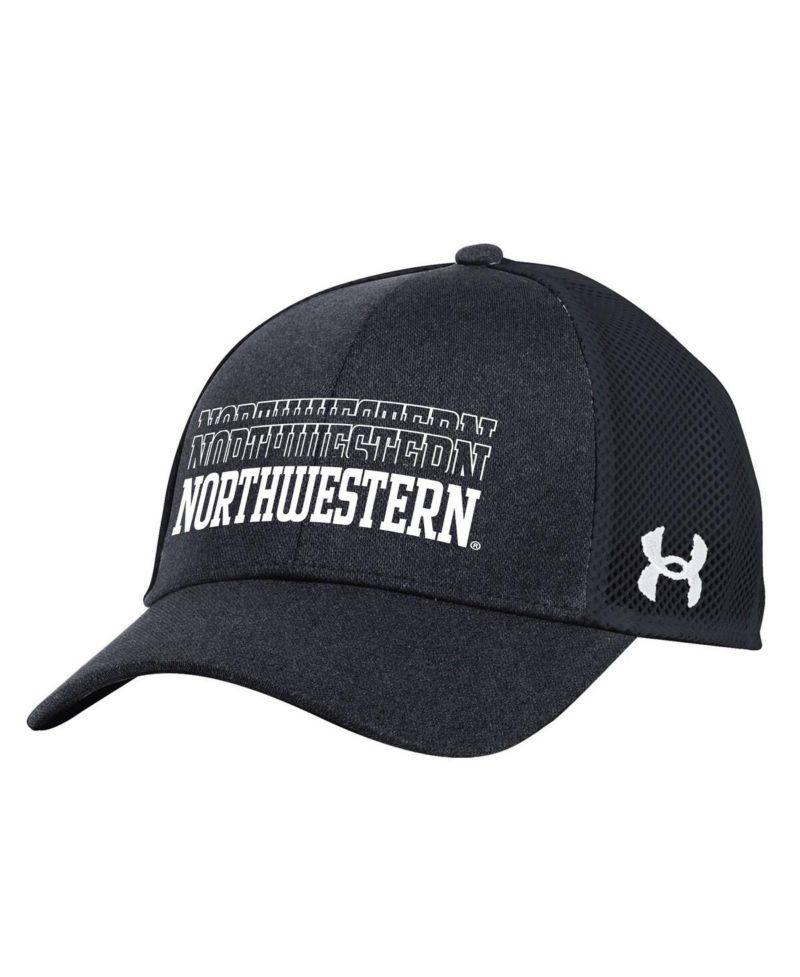 Men's Black Northwestern Wildcats 2024 Sideline Blitzing Trucker Adjustable Hat