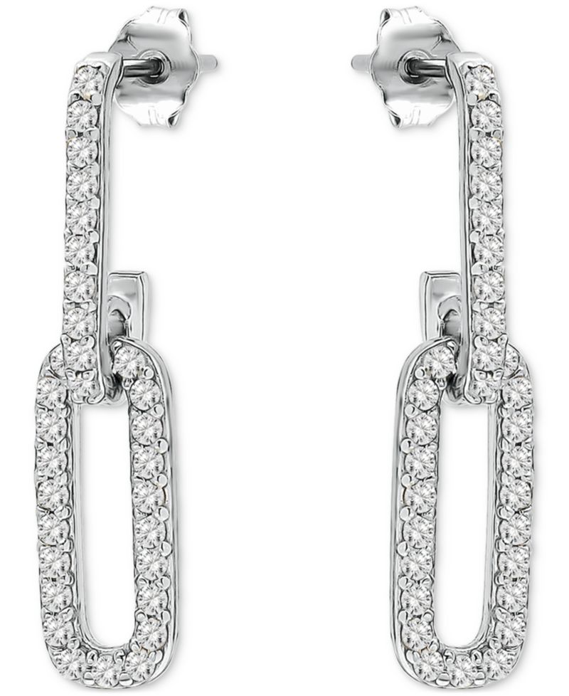 Link Drop Earrings in (7/8 ct. t.w.) Gold Pleated Sterling Silver