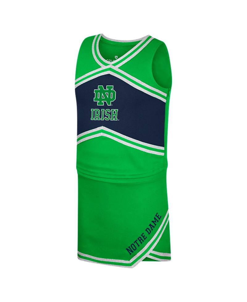 Big Girls Green Notre Dame Fighting Irish Cheerleader Top Skirt Set