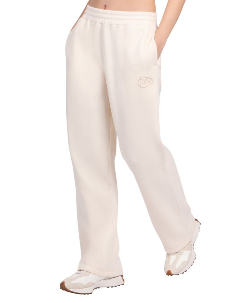 Women's Cream Kansas City Chiefs Pastel High Waisted Travel Fleece Pants