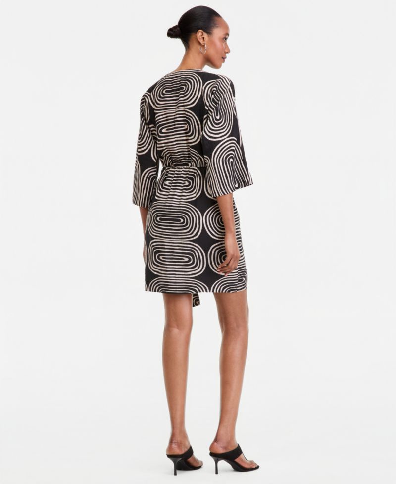 Women's 3/4-Sleeve Printed Kimono Dress