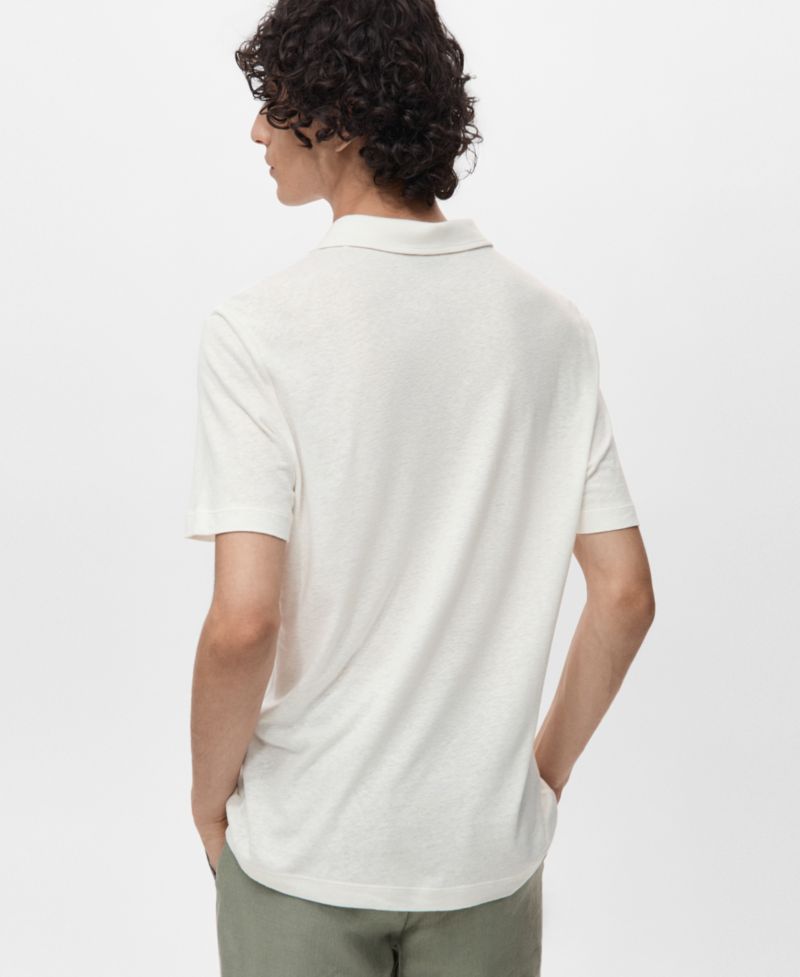 Men's Linen-Blend Slim Fit Polo Shirt