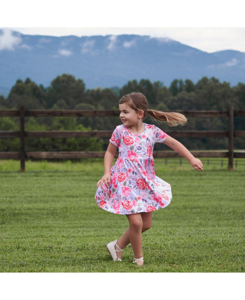 Toddler Girls Pink Lemonade Short Sleeve Twirl Dress