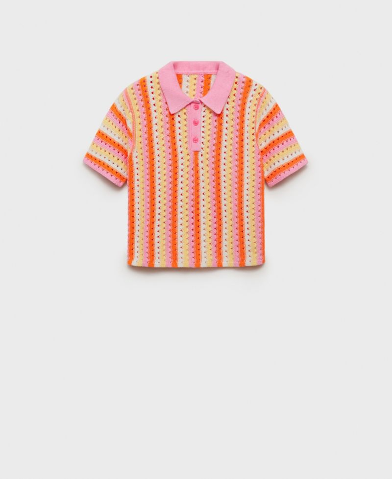 Women's Striped Openwork Knit Sweater