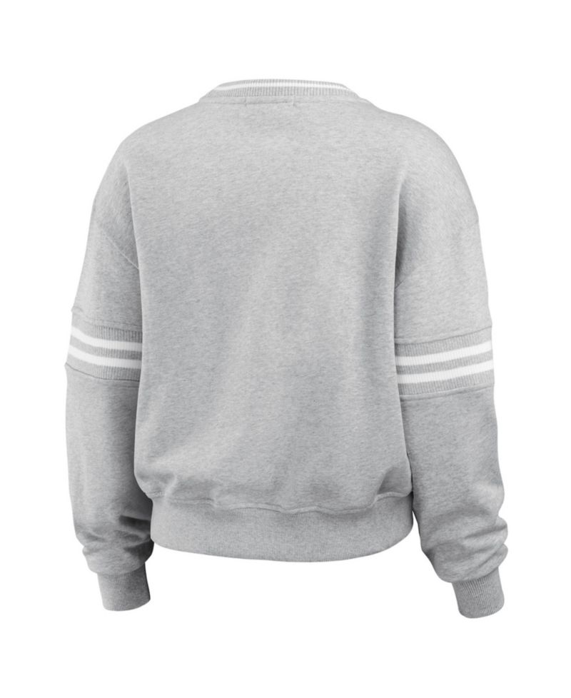 Women's Heather Gray Alabama Crimson Tide Classic Stripe Pullover Sweater