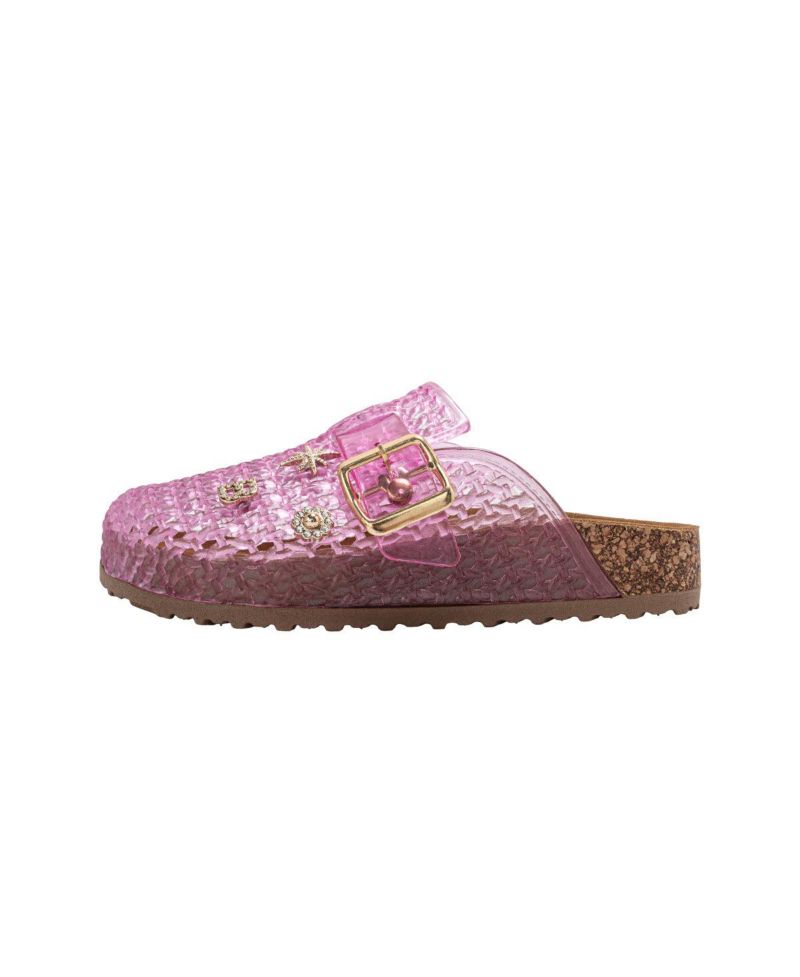 Girls Footbed Jelly Clogs - Easy Slip-On Design with Buckle and Charms