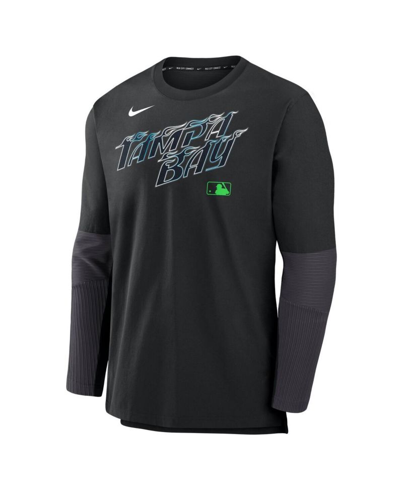Men's Black Tampa Bay Rays Authentic Collection City Connect Lightweight Player Tri-Blend Performance Long Sleeve T-Shirt