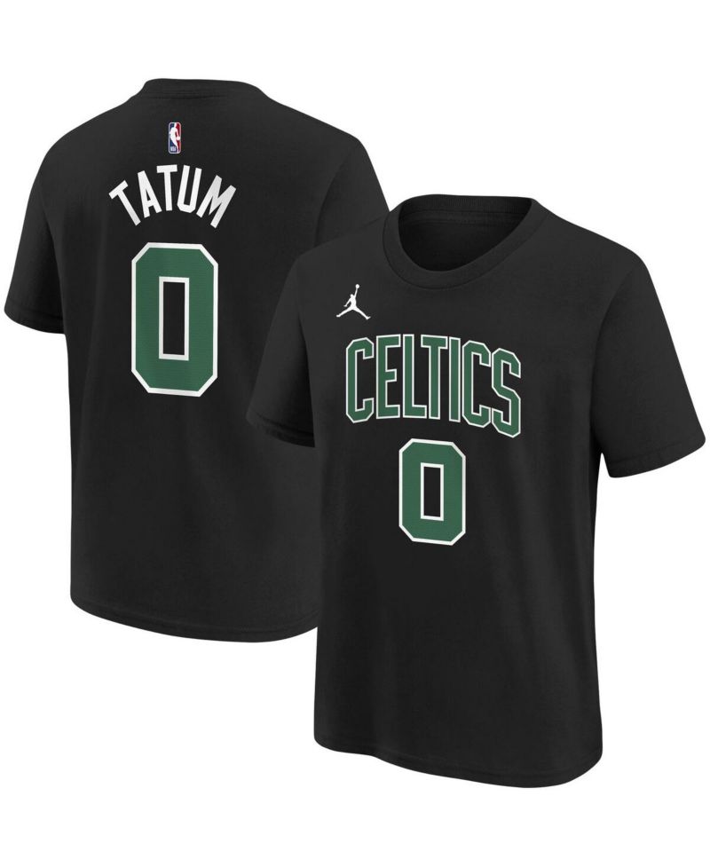 Big Boys and Girls Jayson Tatum Black Boston Celtics Statement Edition Name & Number Player T-Shirt