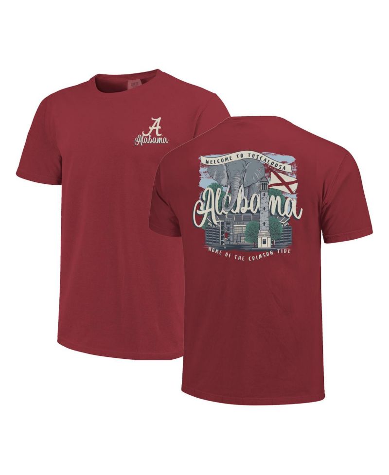Women's Crimson Alabama Crimson Tide Comfort Colors Campus Scene Drawing Script T-Shirt