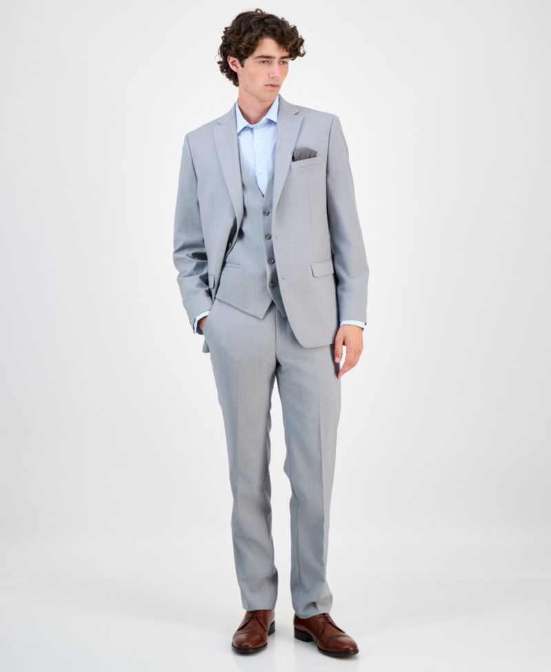 Men's Slim-Fit Sharkskin Suit Vest