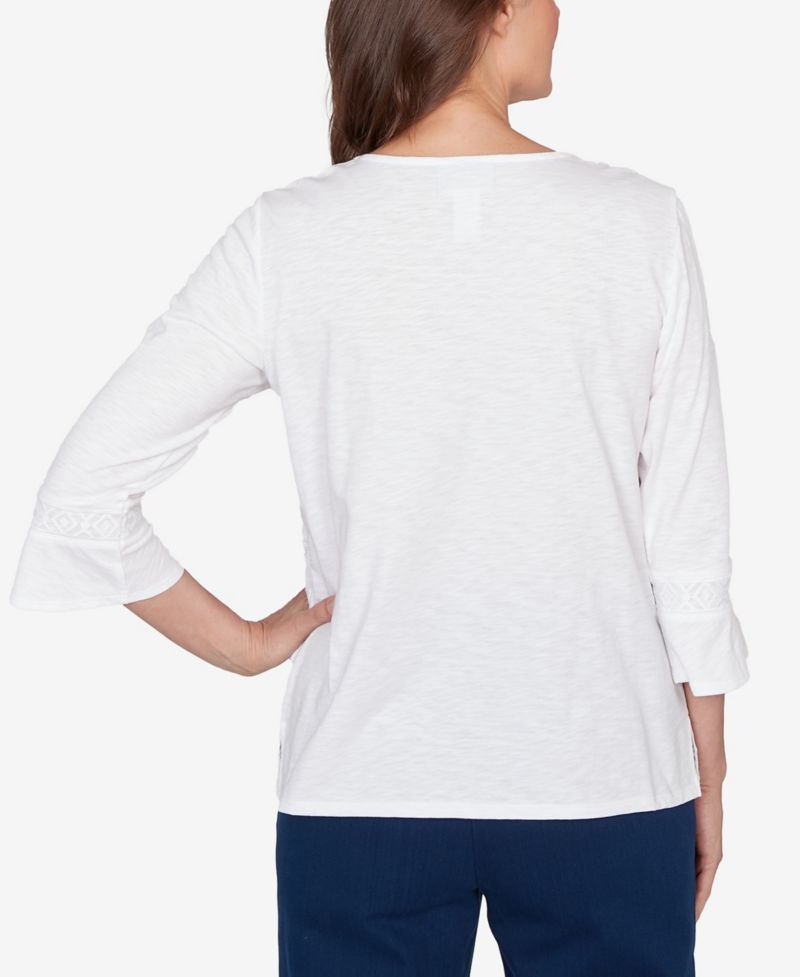 Women's Mykonos White Medallion Embroidered Top