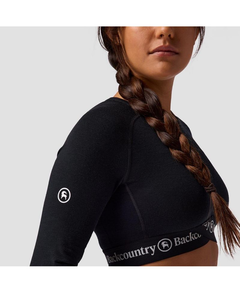 Women's BGA Cedars Merino Lt-Wt Baselayer Cropped Crew Top- Lightweight Long Underwear Tops