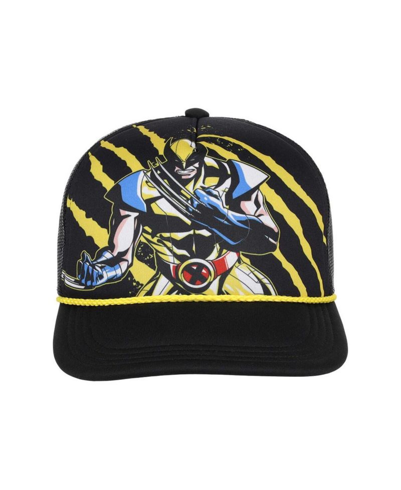 Men's Black Wolverine Big Front Foam Trucker Adjustable Hat