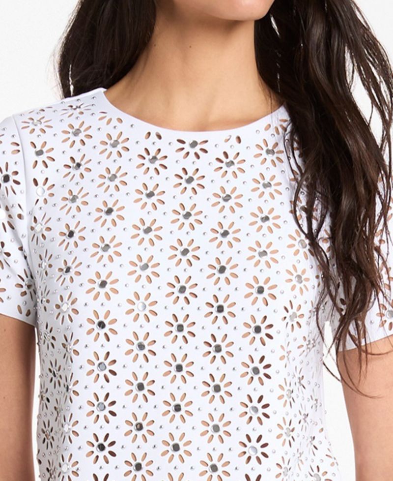 Women's Crochet Crewneck A-Line Mini Dress