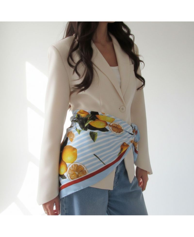 Citrus-Print Square Scarf