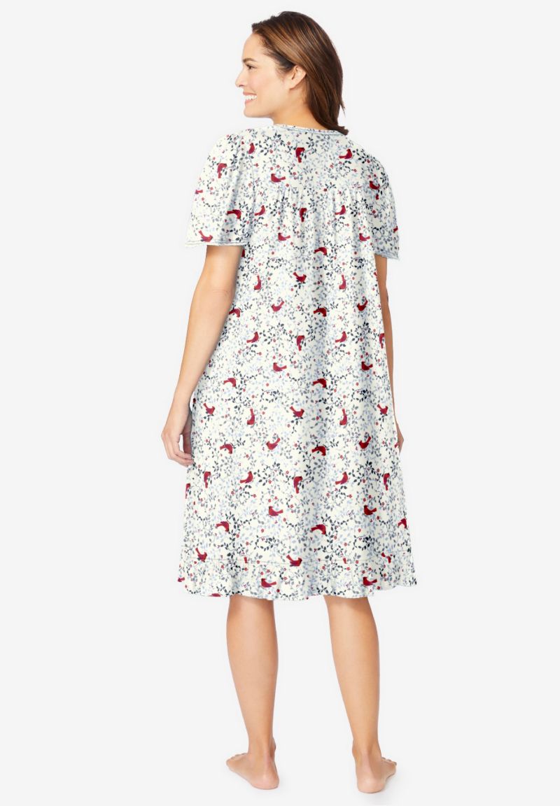 Plus Size Dreams and Co. Short Floral Print Cotton Gown