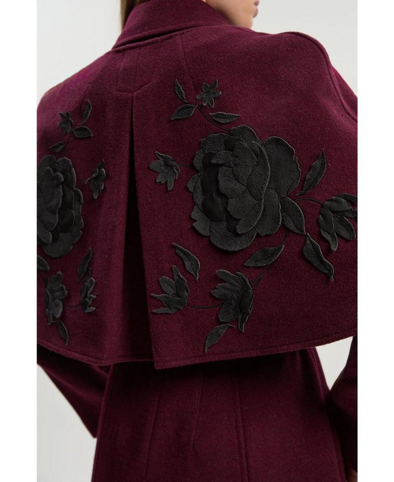 Women's Tailored Funnel-Neck Cape Midi Coat