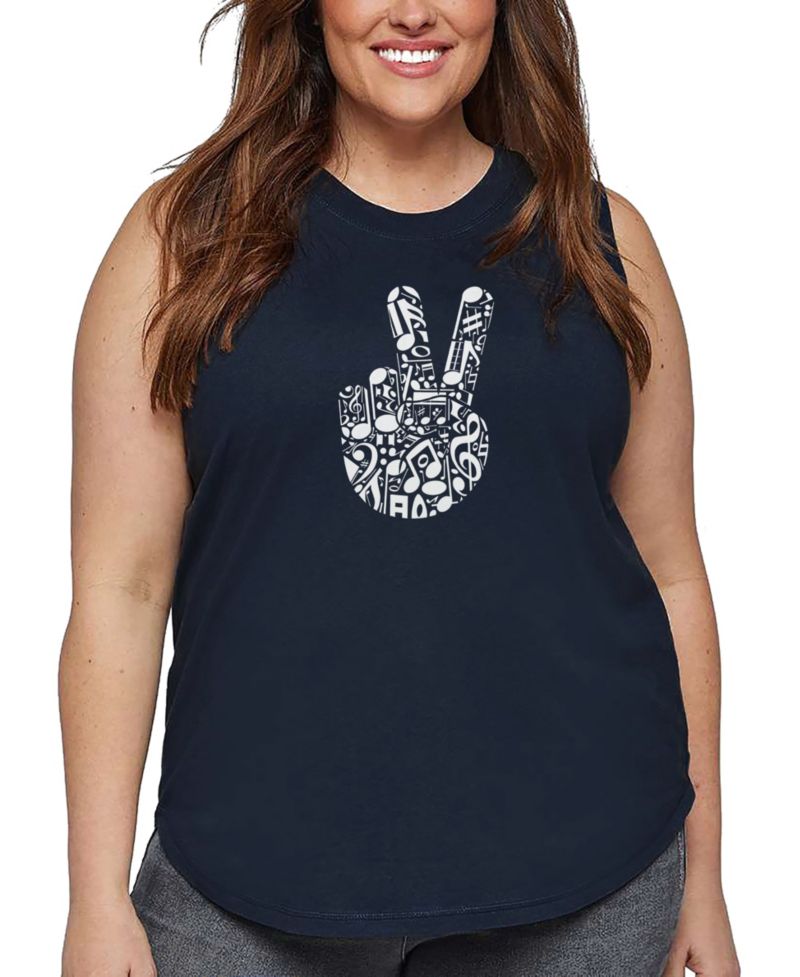 Plus Size Peace Finger Notes Art Tank Top