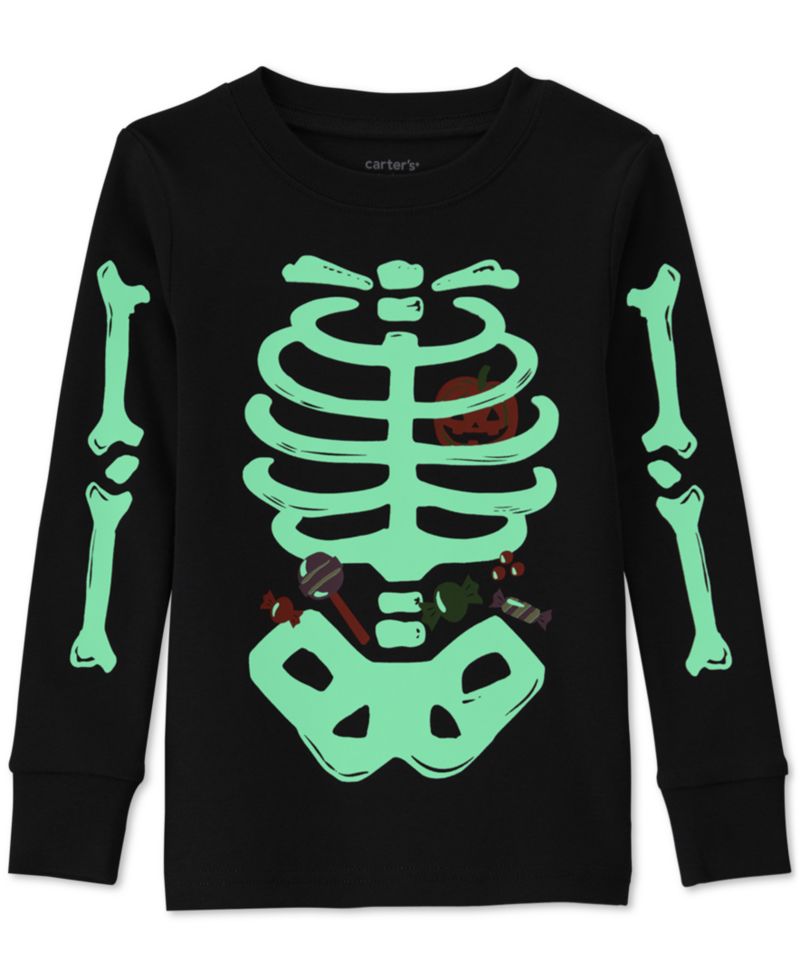 Baby Boys' and Baby Girls' Halloween Glow in the Dark Skeleton Cotton Snug-Fit Pajama, 2-Piece Set