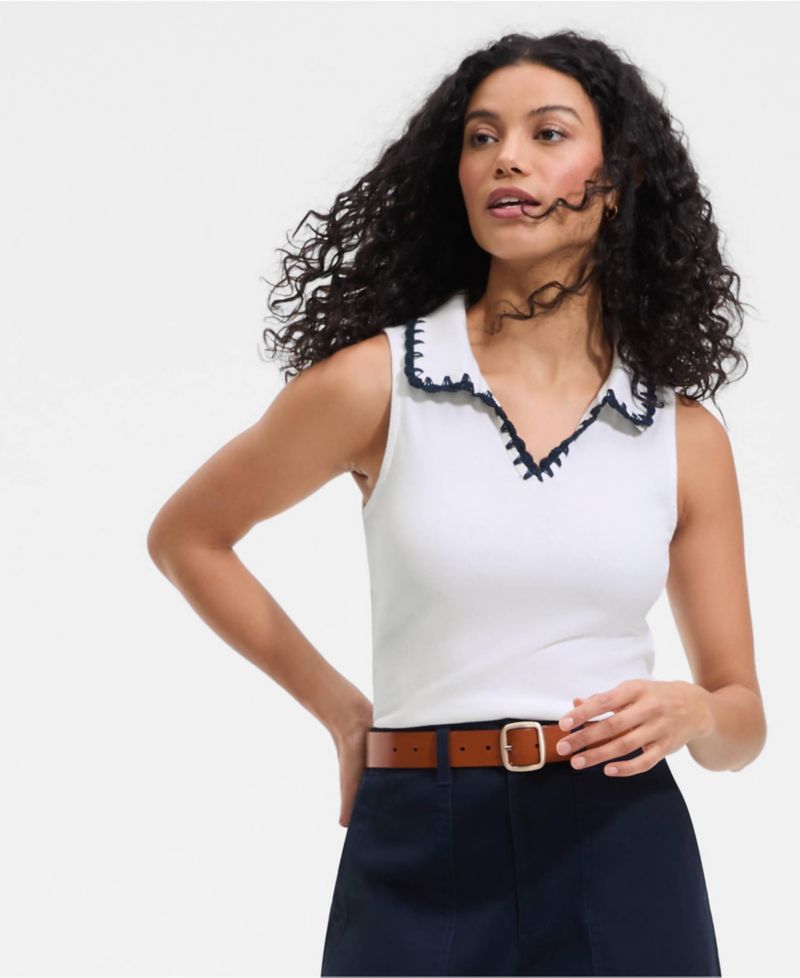 Women's Sleeveless Micro Rib Polo