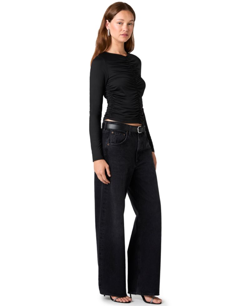 Women's Shay Long-Sleeve Crewneck Ruched Blouse