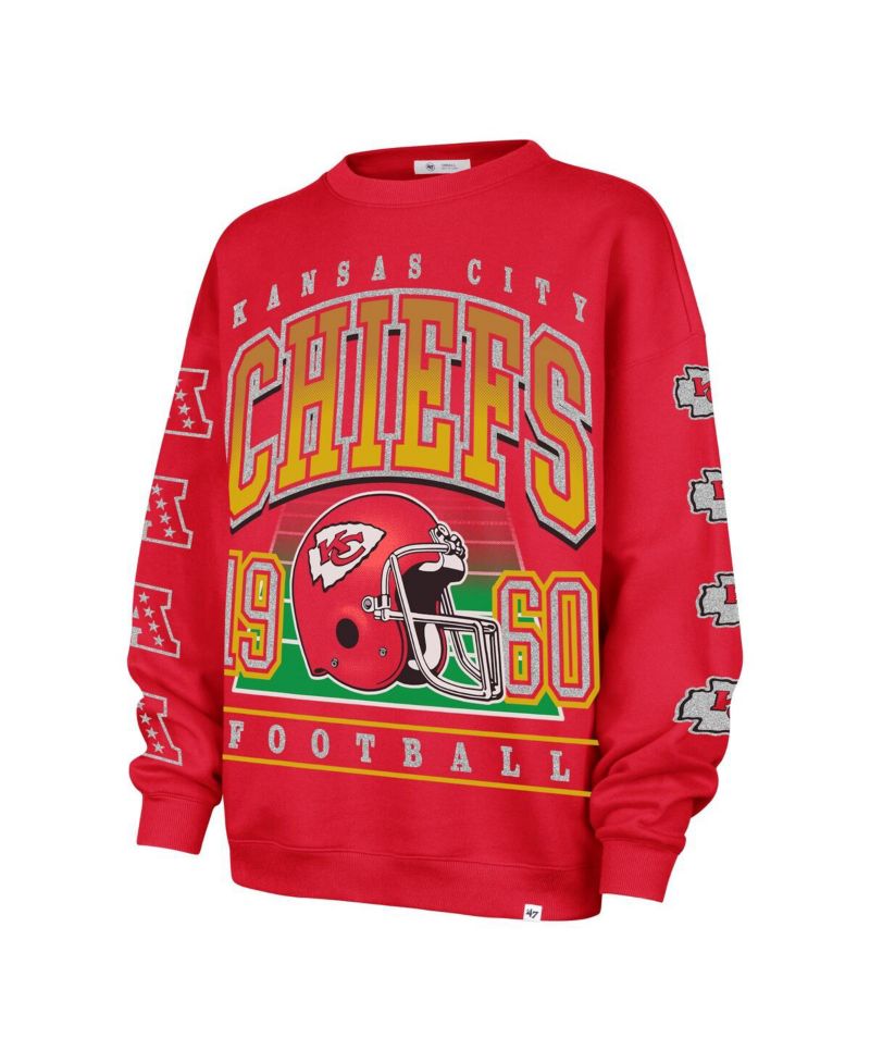 Women's Red Kansas City Chiefs Go Big Oversized Pullover Sweatshirt