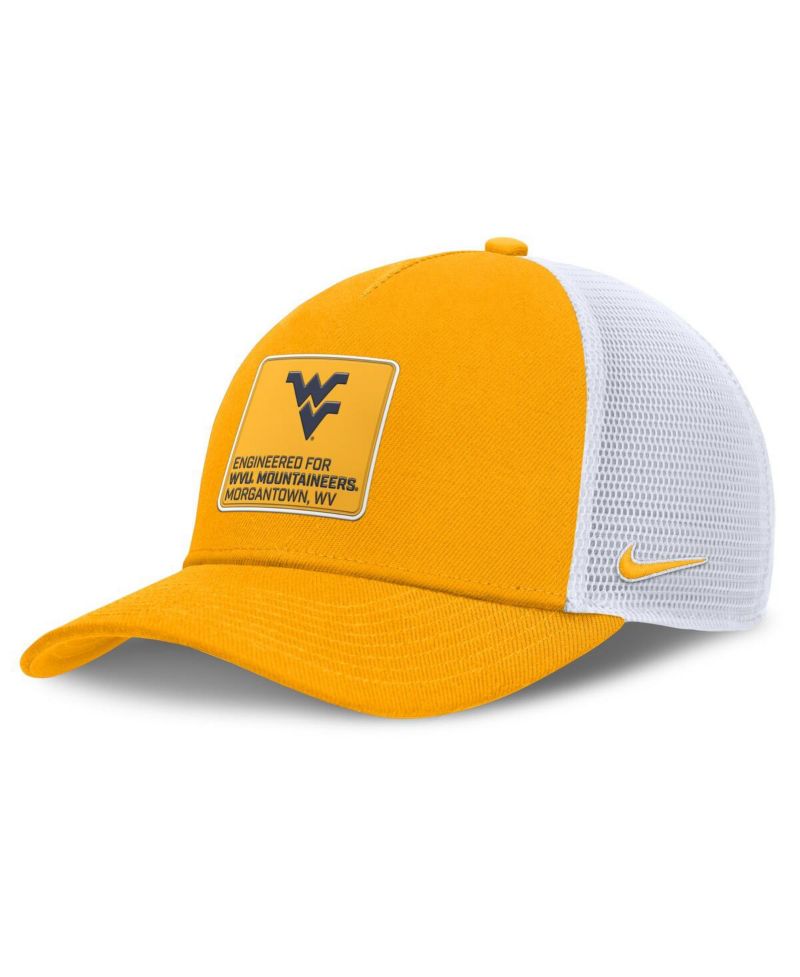 Men's Gold/White West Virginia Mountaineers 2025 On-Field Rise Engineered Trucker Adjustable Hat