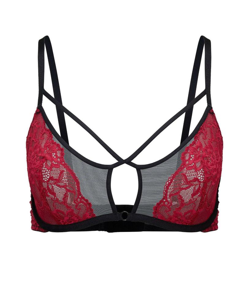 Saveria Unlined Plunge Strappy Lace Bra