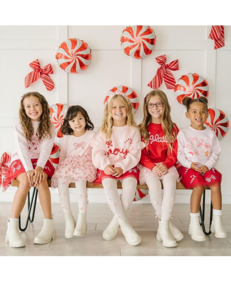 Girls Candy Cane Patch Christmas Sweatshirt
