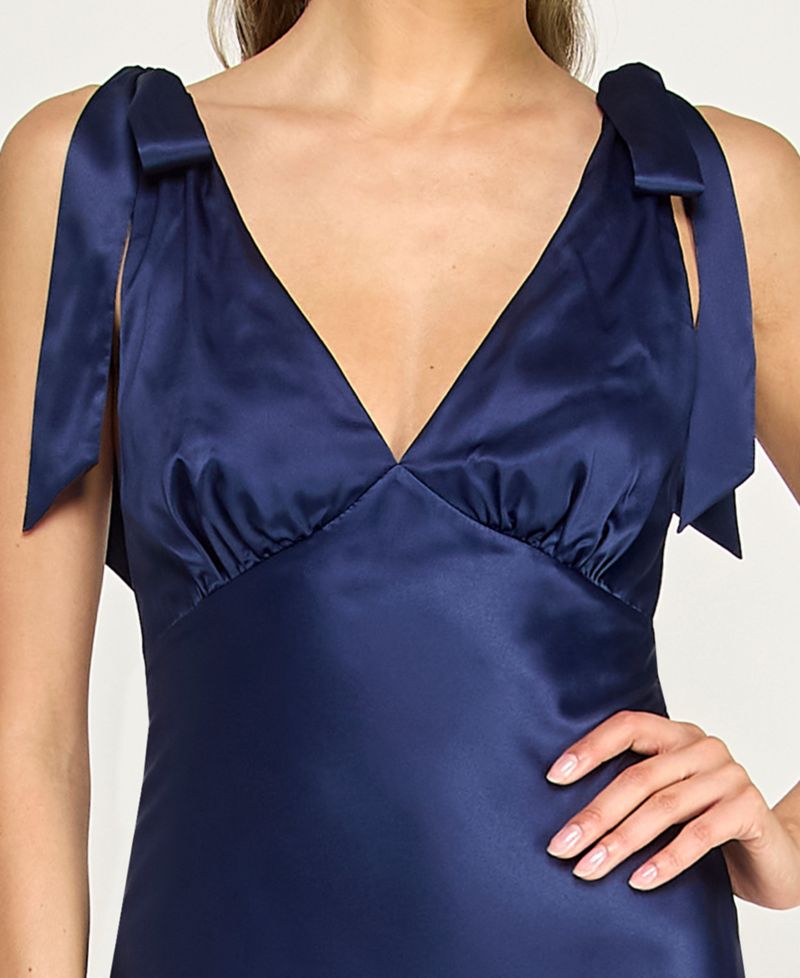 Juniors' Sleeveless Satin Maxi Dress