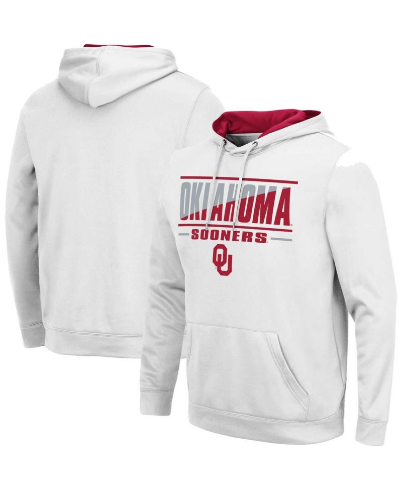 Men's White Oklahoma Sooners Slash Stack 2.0 Pullover Hoodie