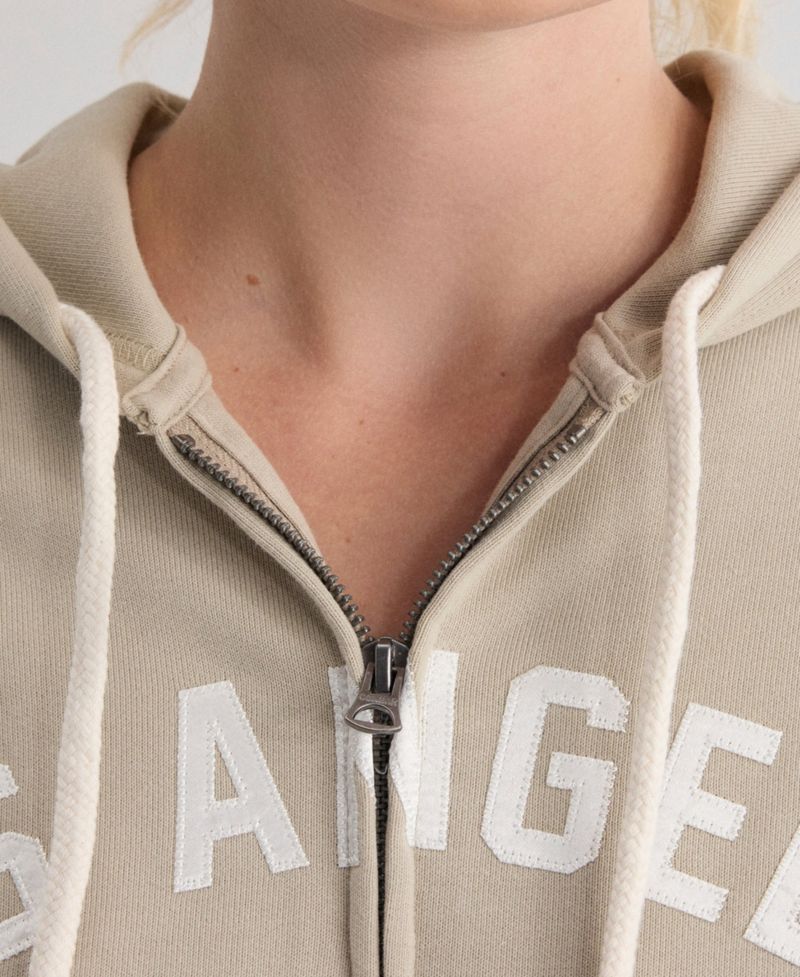 Women's Los Angeles Dodgers Iconic Full-Zip Cropped Terry Hoodie