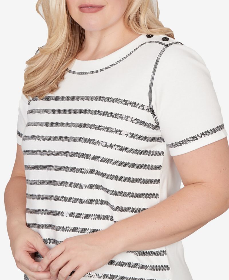 Women's Crowd Pleaser Biadere Sequin Stripes Top