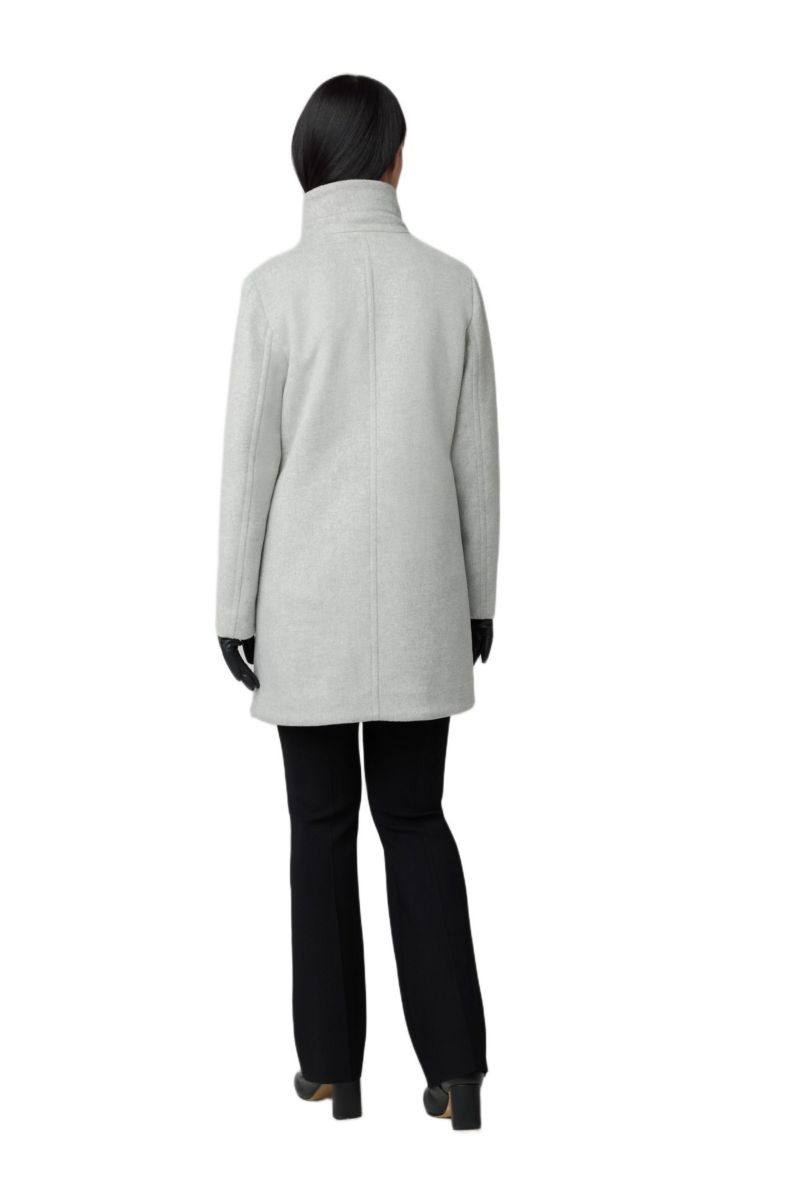 Womens ABBI Straight-Fit Mixed Media Wool Coat With Removeable Bib