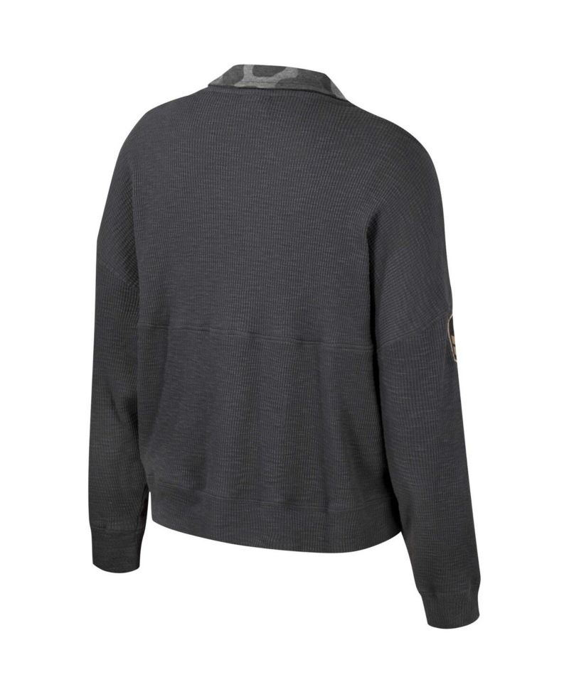 Women's Heather Charcoal Alabama Crimson Tide OHT Military-Inspired Appreciation Payback Henley Thermal Sweatshirt