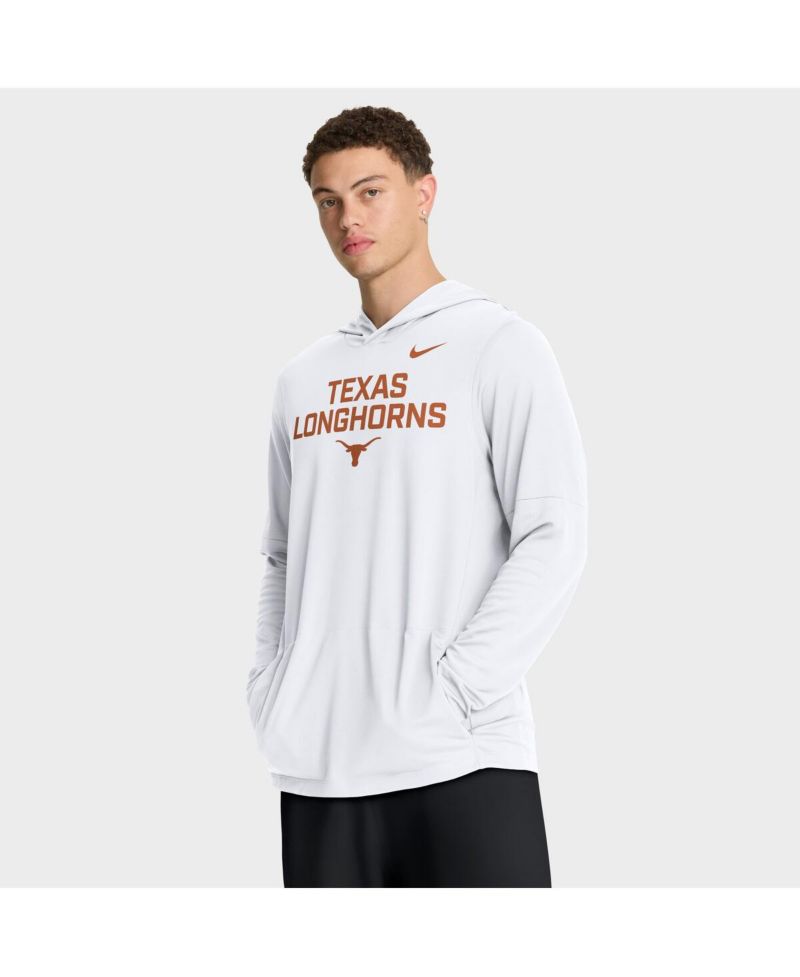 Men's White Texas Longhorns 2025 Sideline Performance Long Sleeve Hoodie T-Shirt