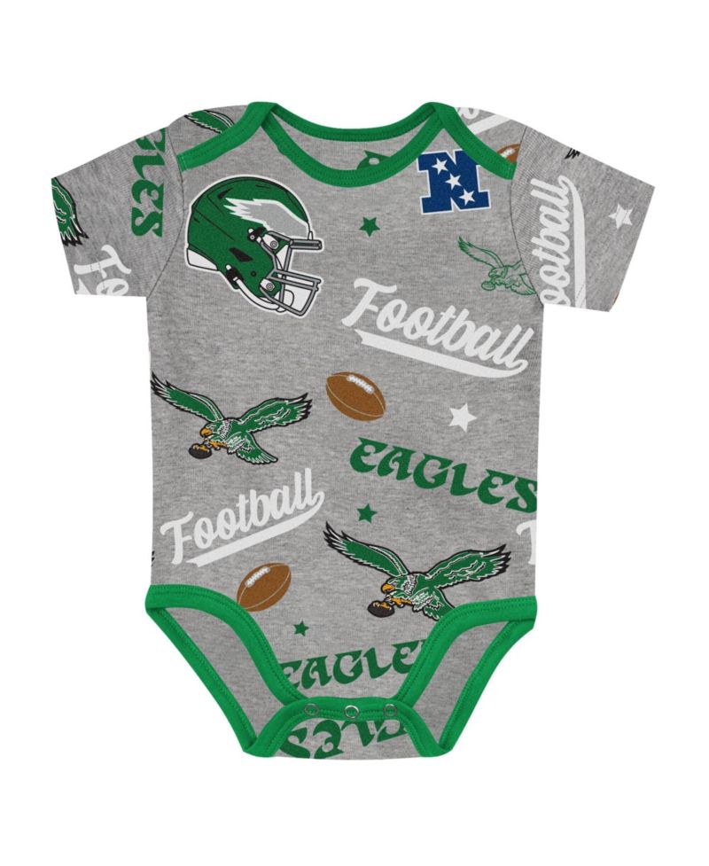 Baby Boys' and Girls' Philadelphia Eagles First Round Pick Screen Print 3-Piece Creeper Set