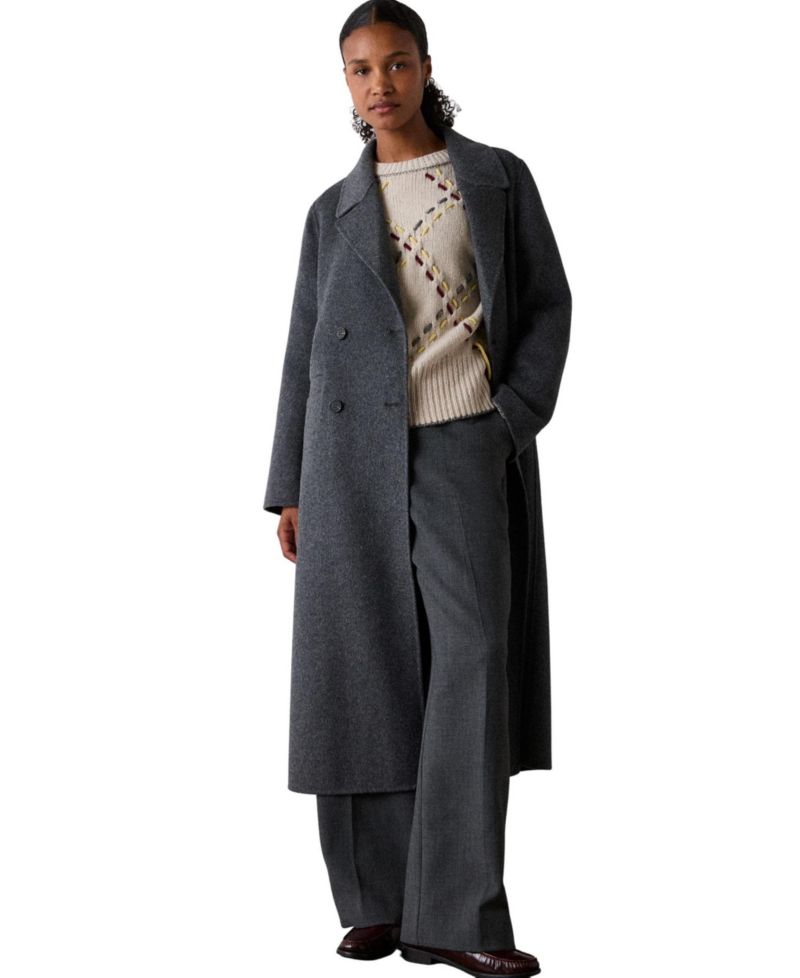 Women's Double-Breasted Relaxed Wool-Blend Coat