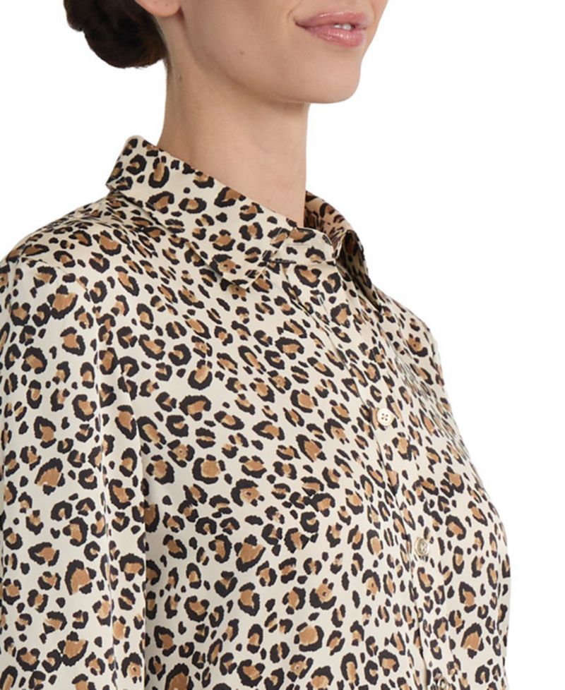 Women's Utility Collared Long-Sleeve Blouse with Pockets