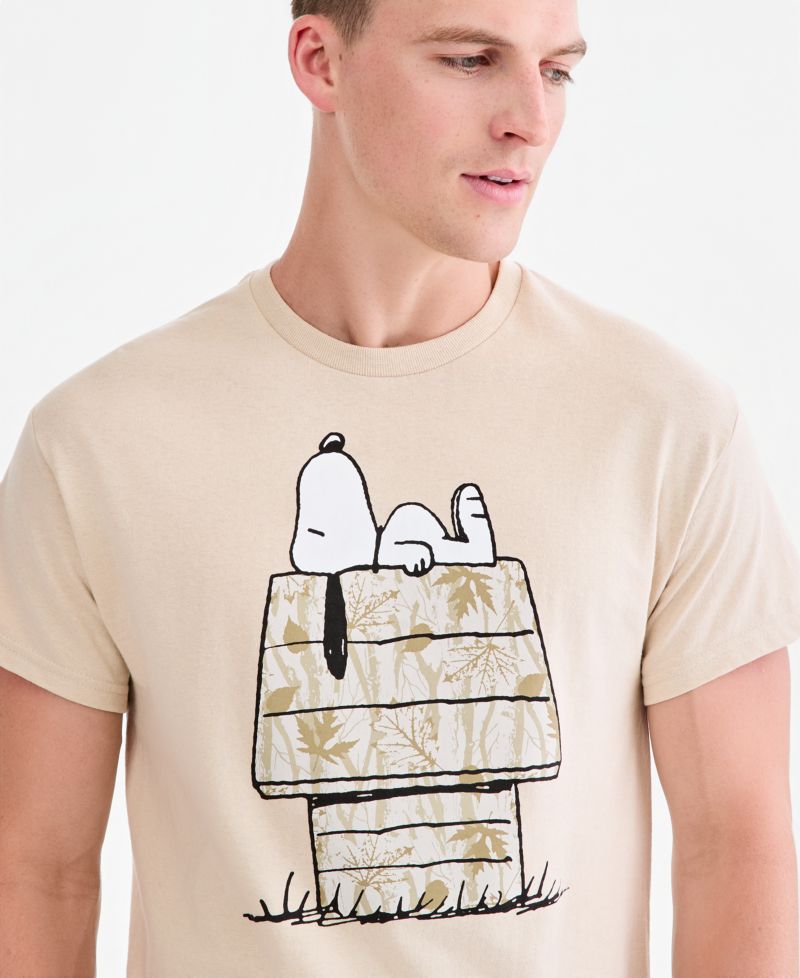 Men's Cotton Snoopy Camo House Graphic T-Shirt