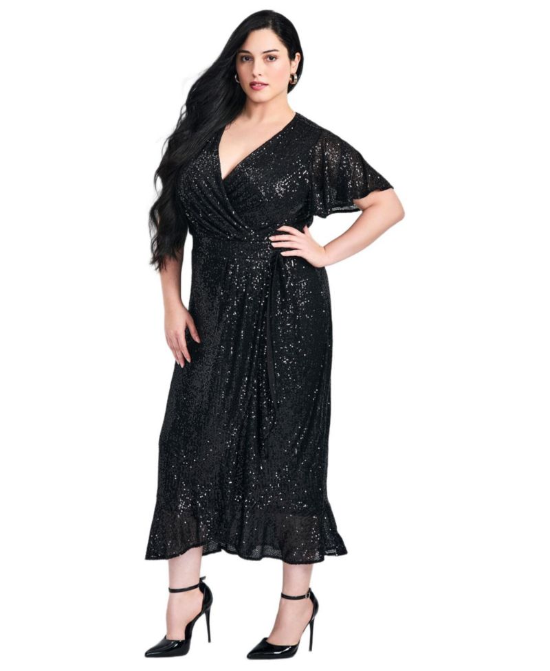 Women's Plus Size Nina Sequin Wrap Dress