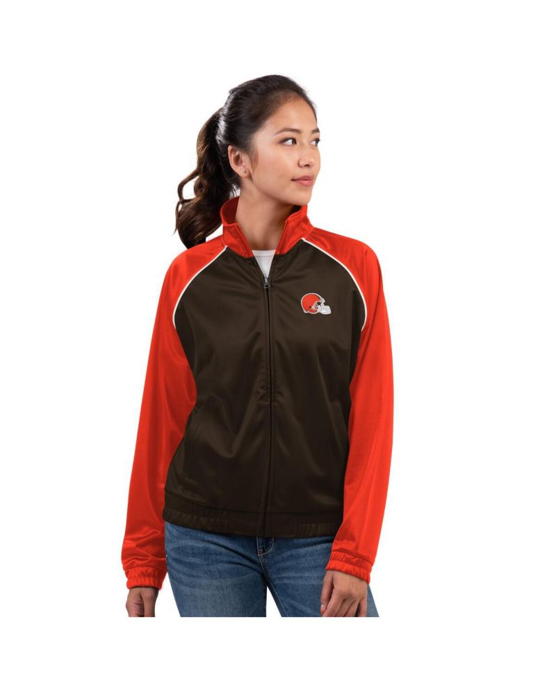 Women's Brown Cleveland Browns Replay Full-Zip Track Jacket