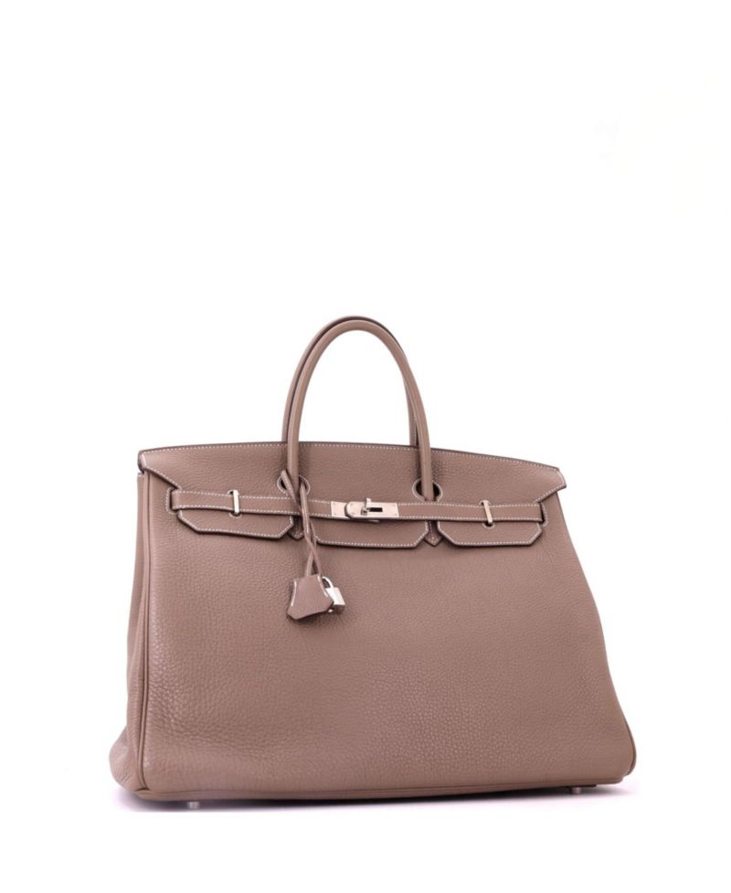 Pre-Owned Hermes Birkin 40 Handbag Grey Togo with Palladium Hardware