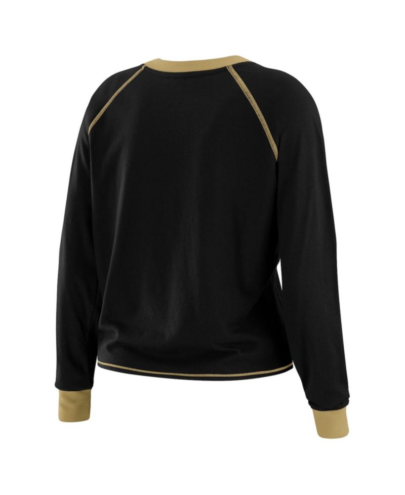Women's Black/Gold New Orleans Saints Tie-Front Long Sleeve Top