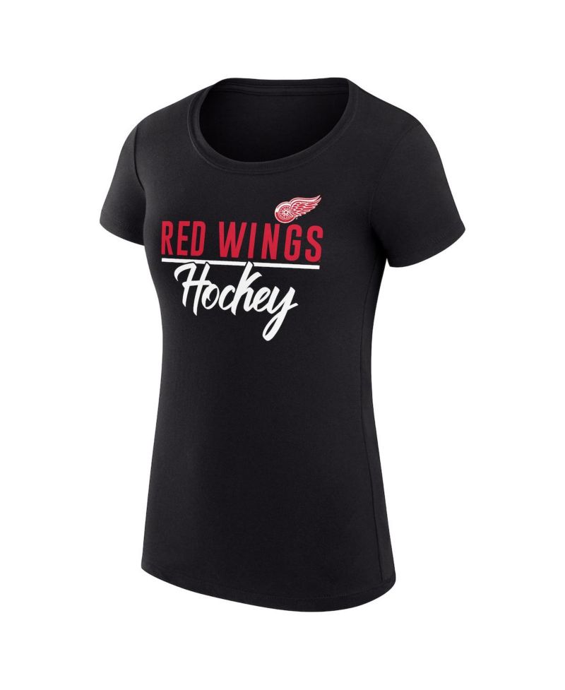 Women's Black Detroit Red Wings Super-Slim Fit Lightweight Team Sport T-Shirt
