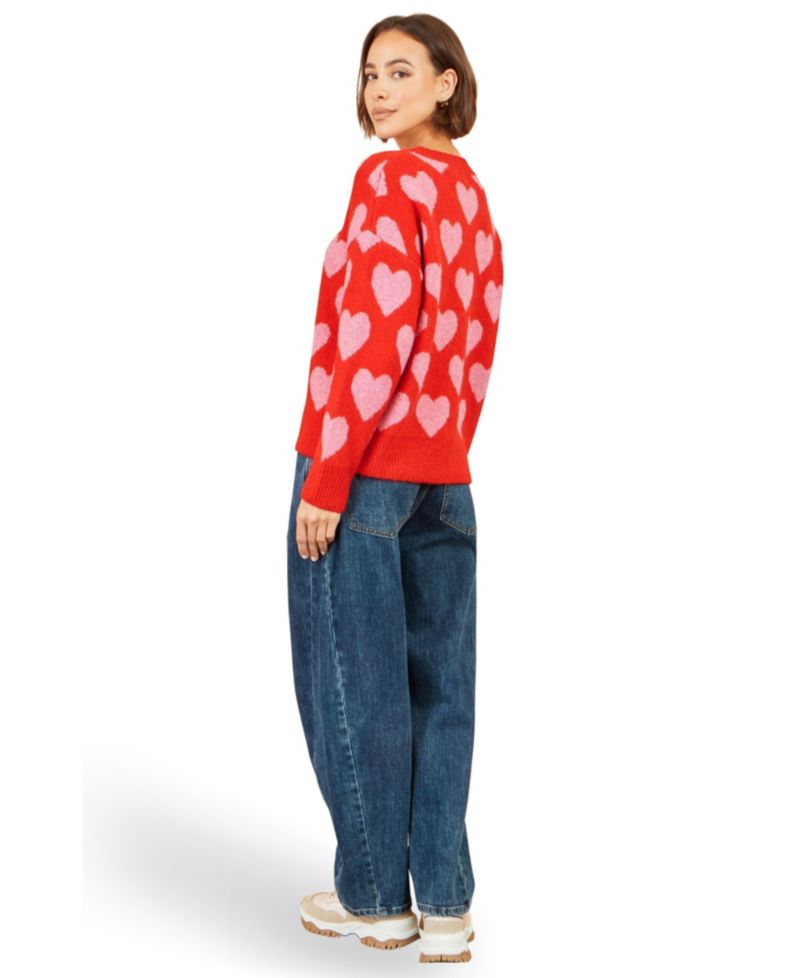 Women's Heart Intarsia Relaxed Jumper