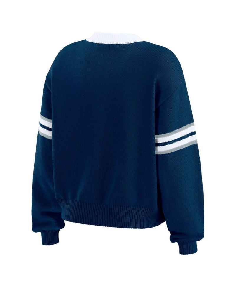 Women's Navy Dallas Cowboys Lace-Up Pullover Sweatshirt