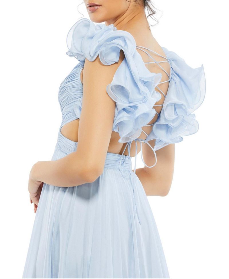 Women's Ruffle Tiered Cut-Out Chiffon Gown